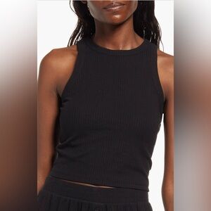 OPEN EDIT Rib Cotton Blend Crop Top Tank